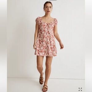 🕒 NWOT | Madewell | Margie Mini Dress | Abstract Flora Print | Linen-Blend | 8